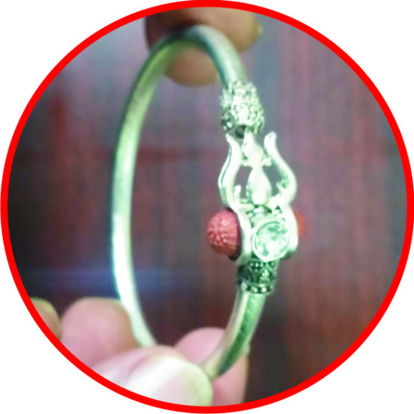 S9001-51-03 - Aadhyathmik Shiva's Pasupatha Asthra Silver Plated Bracelet for Men and Women Adjustable Twistable Traditional Kada Kankan Kaapu Light Weight Jewellery 10grams