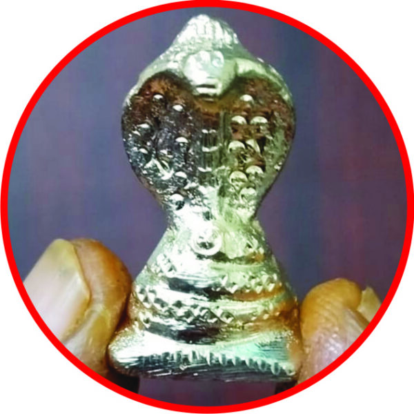 S9031-62-02 – Aadhyathmik Nag Devatha Rahu Kethu Anugraha Brass Idol Silver Polish 1inch 14grams