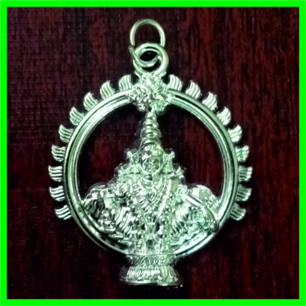 MMP0002 - Aadhyathmik Ayyappa Iyappa Silver Plated Multi Metal Pendant 1.5inch 4grams