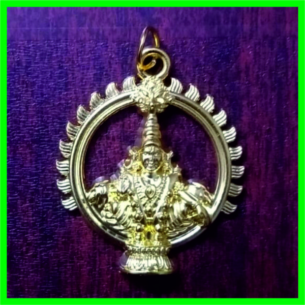MMP0003 - Aadhyathmik Ayyappa Iyappa Gold Plated Multi Metal Pendant 1.5inch 4grams