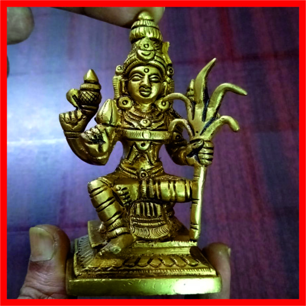 Bi0002-02 - Aadhyathmik Lalitha Devi Brass Idol Ammavaru Vigraham 4inch 392grams