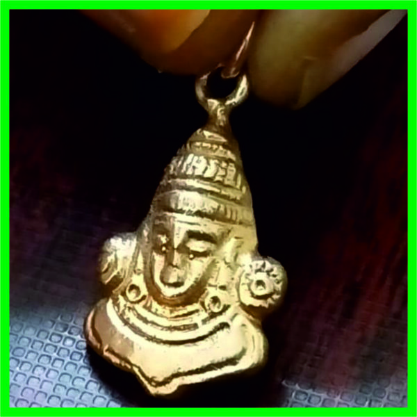 5LP0005 - Aadhyathmik Balaji Panchaloha Pendant Aimpon Perumal Locket Panchalogam Venkateswara Swamy Kavacham Panchadathu Pendant 1inch 3grams