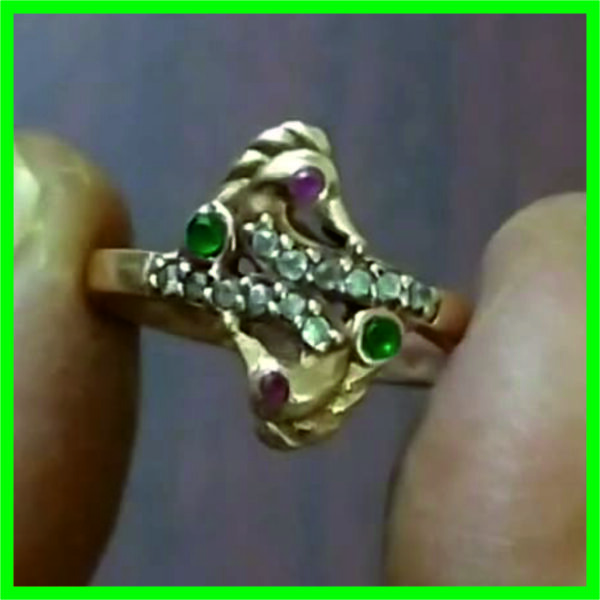 5LR0008 – Aadhyathmik Double AswaMeen Panchaloha Aimpon Panjalogam Panchalogam Panchadathu Ring