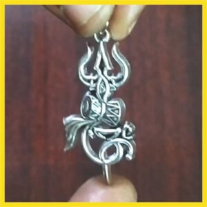 GPP2 - Aadhyathmik Om Damaruk Trishul Mishrama Loha Plated Pendant 1.5inch 2grams