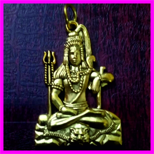 GPP6 - Aadhyathmik Pasupatha Shiva Gold Plated Pendant 1.5inch 4grams