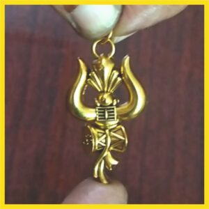 MLP7 - Aadhyathmik Trishul Damaruka Mishrama Loha Pendant 1.5inch 3grams