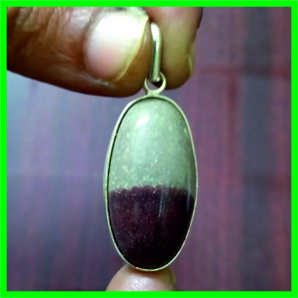 NL-MMP-0001 - Aadhyathmik Narmadeeswar Natural Banalinga Mixed Metal Pendant 1.25inch