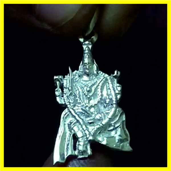 SP0011 - Aadhyathmik Muniswara Silver Pendant Velli Locket Vendi Kavacham Chandi Locket 1inch 2.2grams