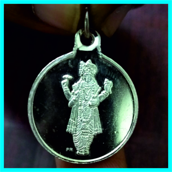 SP0013 - Aadhyathmik Maha Vishnu Silver Pendant Velli Locket Vendi Kavacham Chandi Locket 1inch 5grams