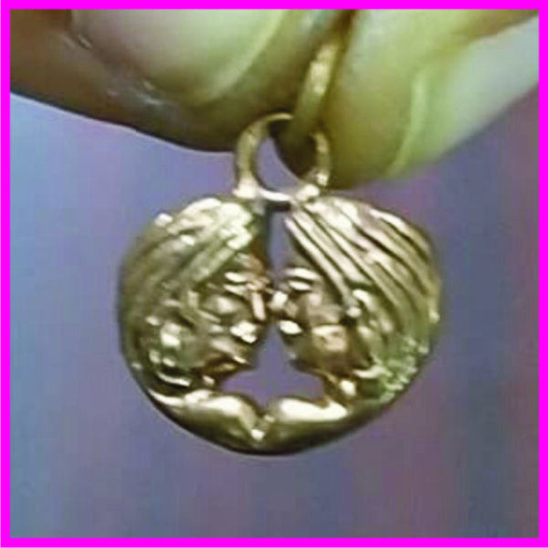 5LP12 - Aadhyathmik Mithun Rashi Panchaloha Pendant Gemini Sign Aimpon Locket Panchalogam Panchdathu Kavach 15mm 1gram