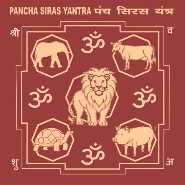 Y704 - Aadhyathmik Pancha Siras Sthapan Yantra Panchsiras Yantr Yanthiram 3inch 18grams