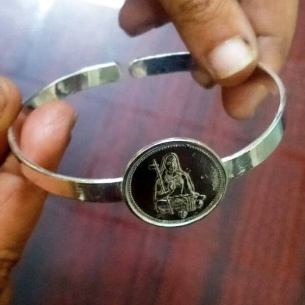 SB1 - Aadhyathmik Adi Shankara Adjustable Silver Bracelet Chandi Kada Velli Kaapu Vendi Kankanam