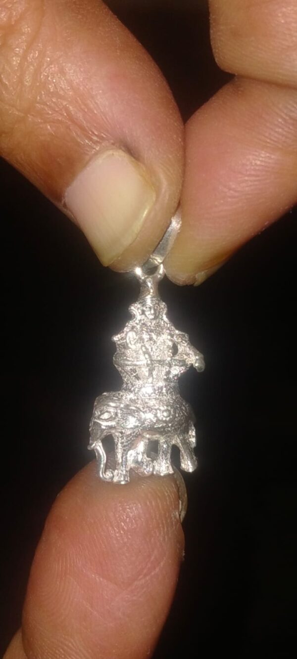 SP16 - Aadhyathmik Ayyappa on Elephant Airavath Vahan Aiyappa Yenugu Vahana Iyappa Yanai Vahana Ayappa Silver Pendant Velli Locket Vendi Kavacham Chandi Locket 1inch 3grams