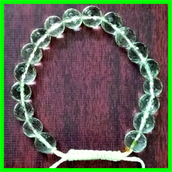 Sph-DCB-8mm - Aadhyathmik Superior Quality Diamond Cut Sphatik Adjustable Bracelet 8mm Size 18 Beads