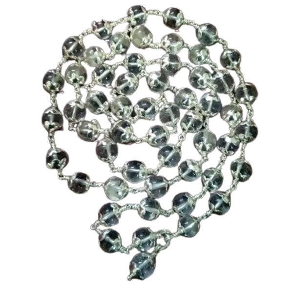 Sphatik Mala 8mm Super Quality 54 Beads in Silver Cups - A0714-8MM-54-SQ-SC
