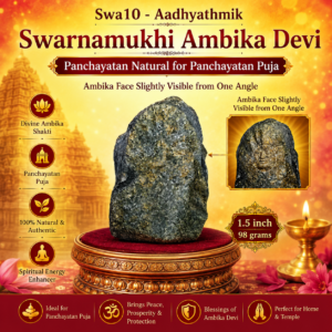 Swa10 - Aadhyathmik Swarnamukhi Ambika Devi Panchayatan Natural for Panchayatan Puja 1.5inch 98grams Ambika Face Slightly Visible from One Angle
