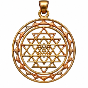 S9038-69 - Aadhyathmik Consecrated SriChakra SriYantra Panchaloha Aimpon Panchalogam Panchadathu Pendant 1½inch 5grams for Janakarshana and Dhanakarshana