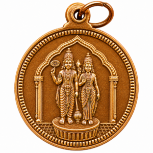 CP42 - Lakshmi Narayana Lakshmi Vishnu Copper Pendant Kavach 1inch 5grams