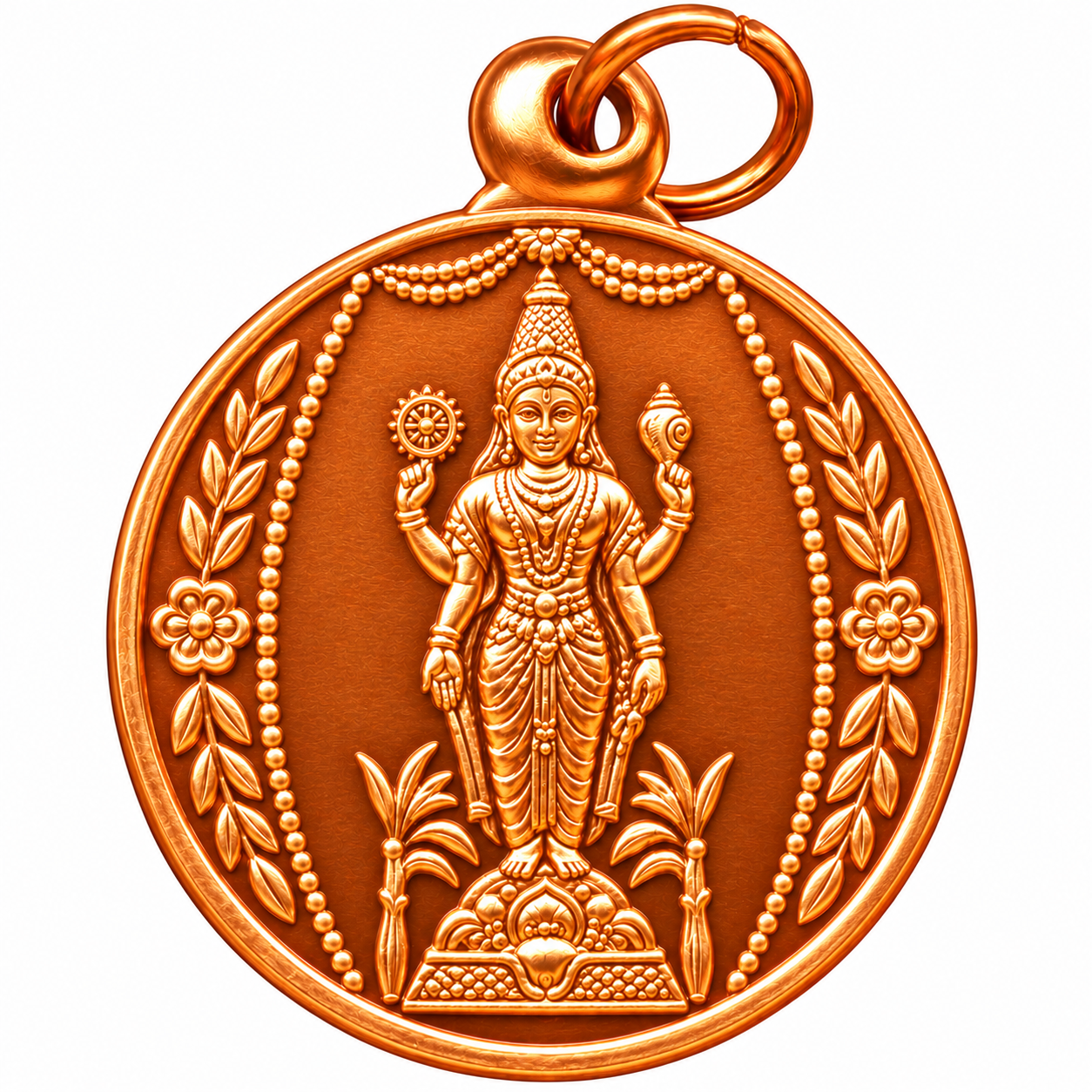 Satyanarayana Swamy Vratham God Vishnu Copper Pendant Kavach - S830651-02